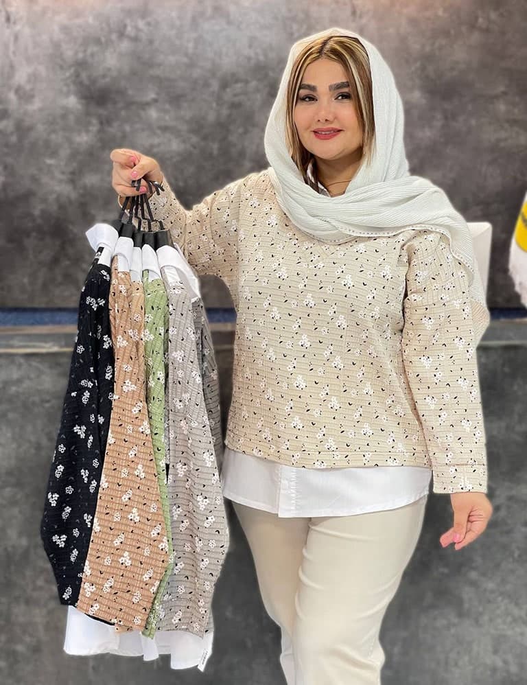 شومیز گل گچی کد : SH453 — تصویر ۳