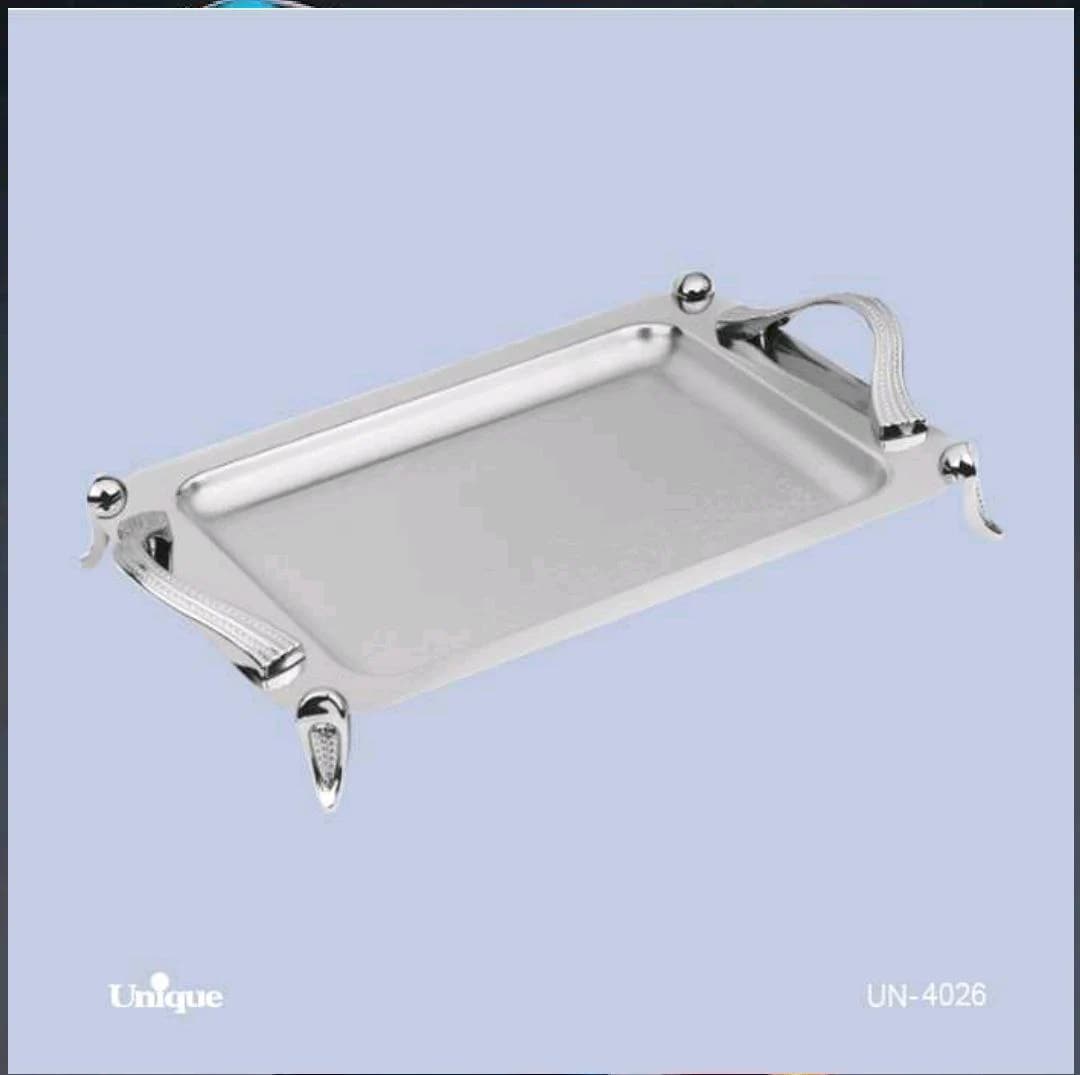 سینی بزرگ استیل پایه دار مات یونیک کد UN-4026