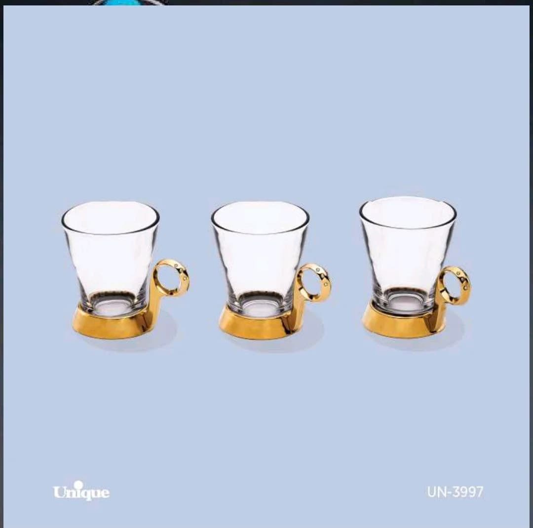 ست چایخوری نگین دار طلایی یونیک کد UN-3997