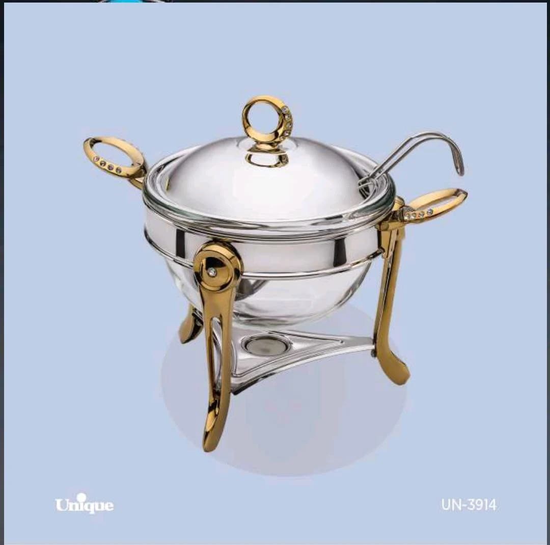 سوفله سوپ خوری بزرگ نگین دار طلایی یونیک کد UN-3914