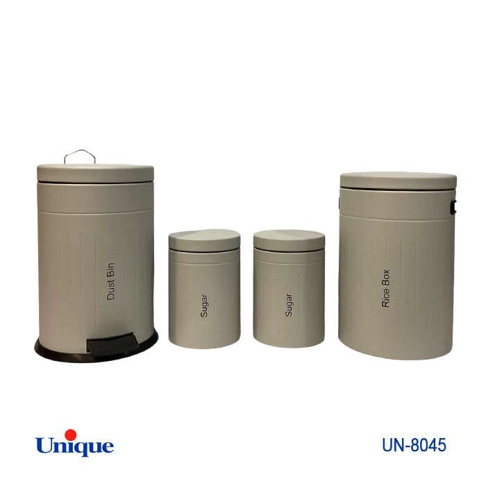 سرویس آشپزخانه 4 پارچه یونیک Unique مدل فلورانس درب فلزی طوسی کد UN-8045