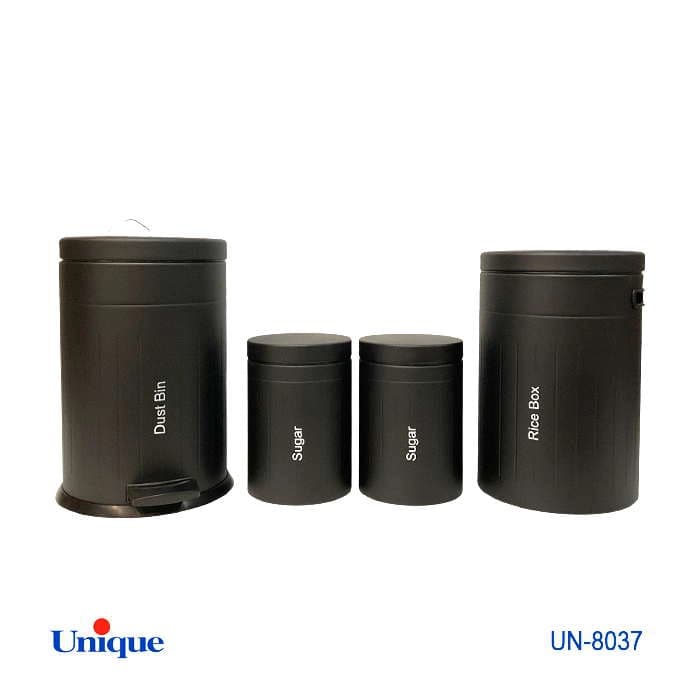 سرویس آشپزخانه 4 پارچه یونیک Unique مدل فلورانس درب فلزی مشکی کد UN-8037