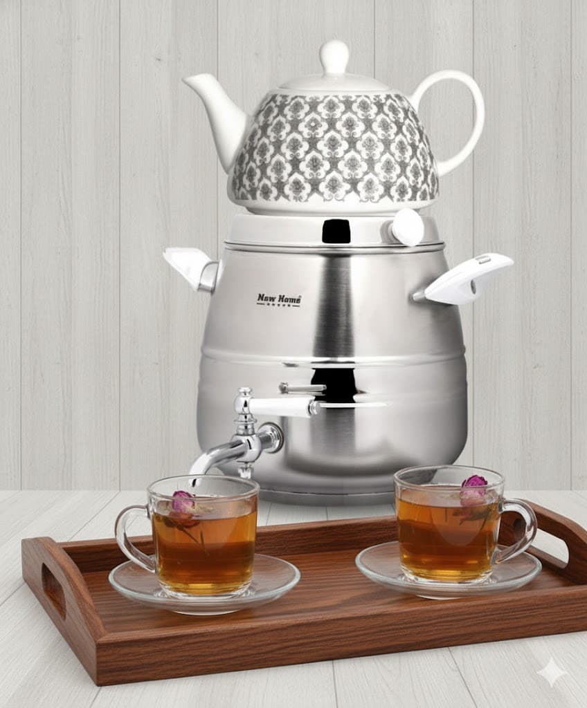 کتری و قوری استیل 5 لیتری نیوهوم NH19-1909 — تصویر ۲