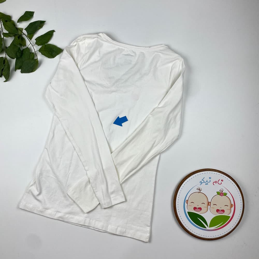 ایراد دار _ بلوز دخترانه آستین بلند طرح ساده یقه باز هفت شیری رنگ – 2 تا 4 سال — تصویر ۵
