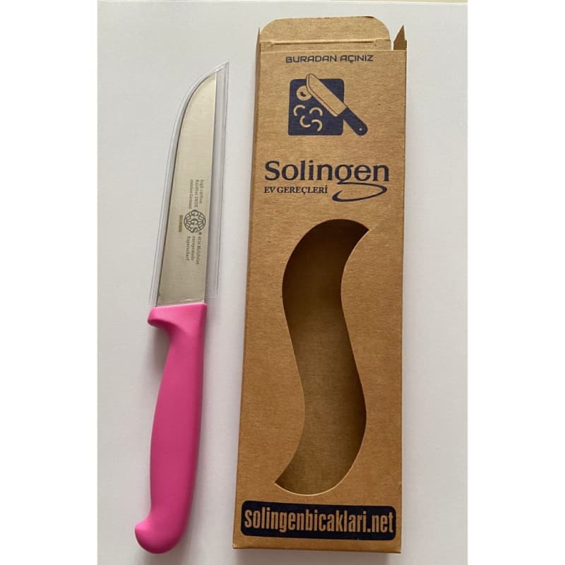 چاقوی آشپزخانه زولینگن (Solingen) با طول ۲۴ سانتی‌متر و دسته صورتی – ساخت آلمان
