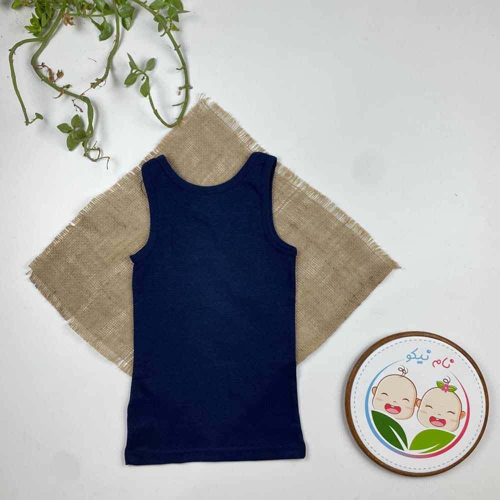 تاپ نخ پنبه طرح ساده سرمه ای رنگ – 6 تا 8 سال — تصویر ۳