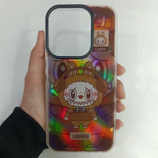 گارد گوشی Redmi 15c دور لنز سیلیکونی مات طرح لبوبو سه بعدی براق هفت رنگ رنگ قهوه ای قاب و کاور ردمی 15c
