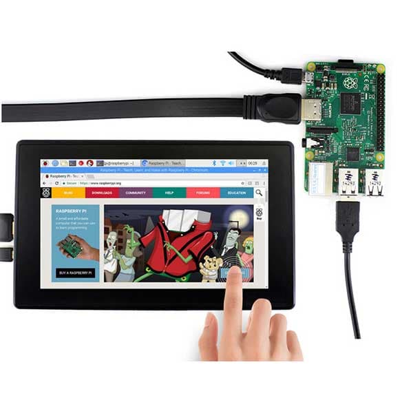 نمایشگر 7 اینچ IPS HDMI لمسی خازنی تایپ H با قاب تولید Waveshare — تصویر ۴