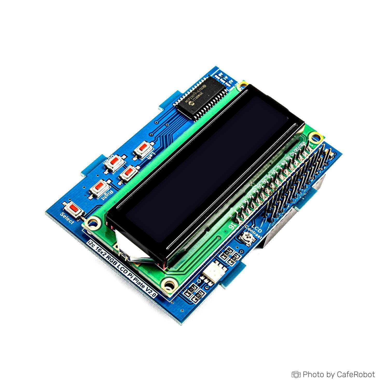 شیلد LCD کاراکتری 16×2 رسپبری پای دارای کلیدهای کنترلی و RGB LED