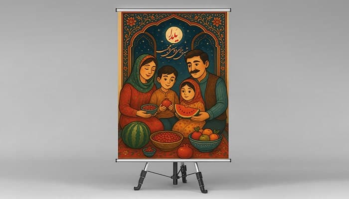 فایل لایه باز بنر شب یلدا طرح خانواده ایرانی