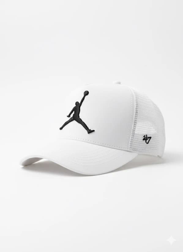کلاه کپ جردن سفید مشکی طرح جامپمن | Jordan Jumpman Cap