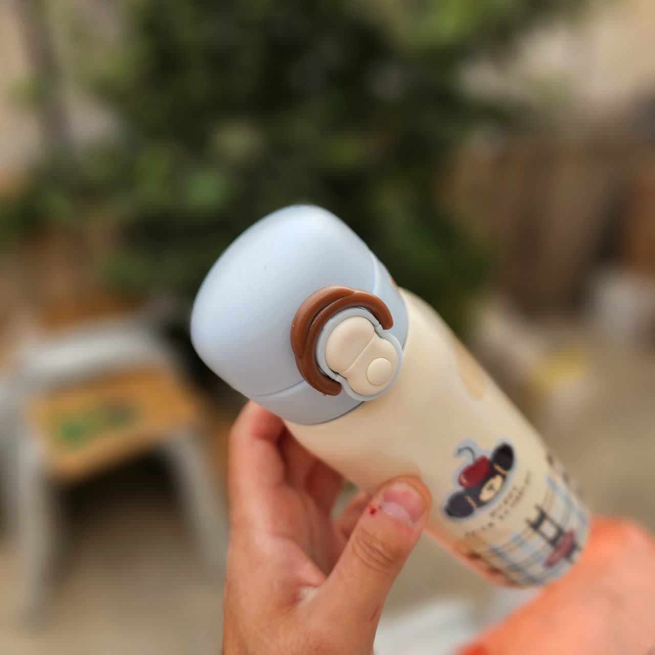 فلاسک استیل 500 میل عروسکی پاستیلی مدل چهارخونه D — تصویر ۶
