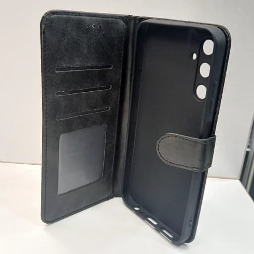 کیف چرمی گوشی سامسونگ A05s کیف کلاسوری جاکارتی a05s آ05 اس سورمه ای