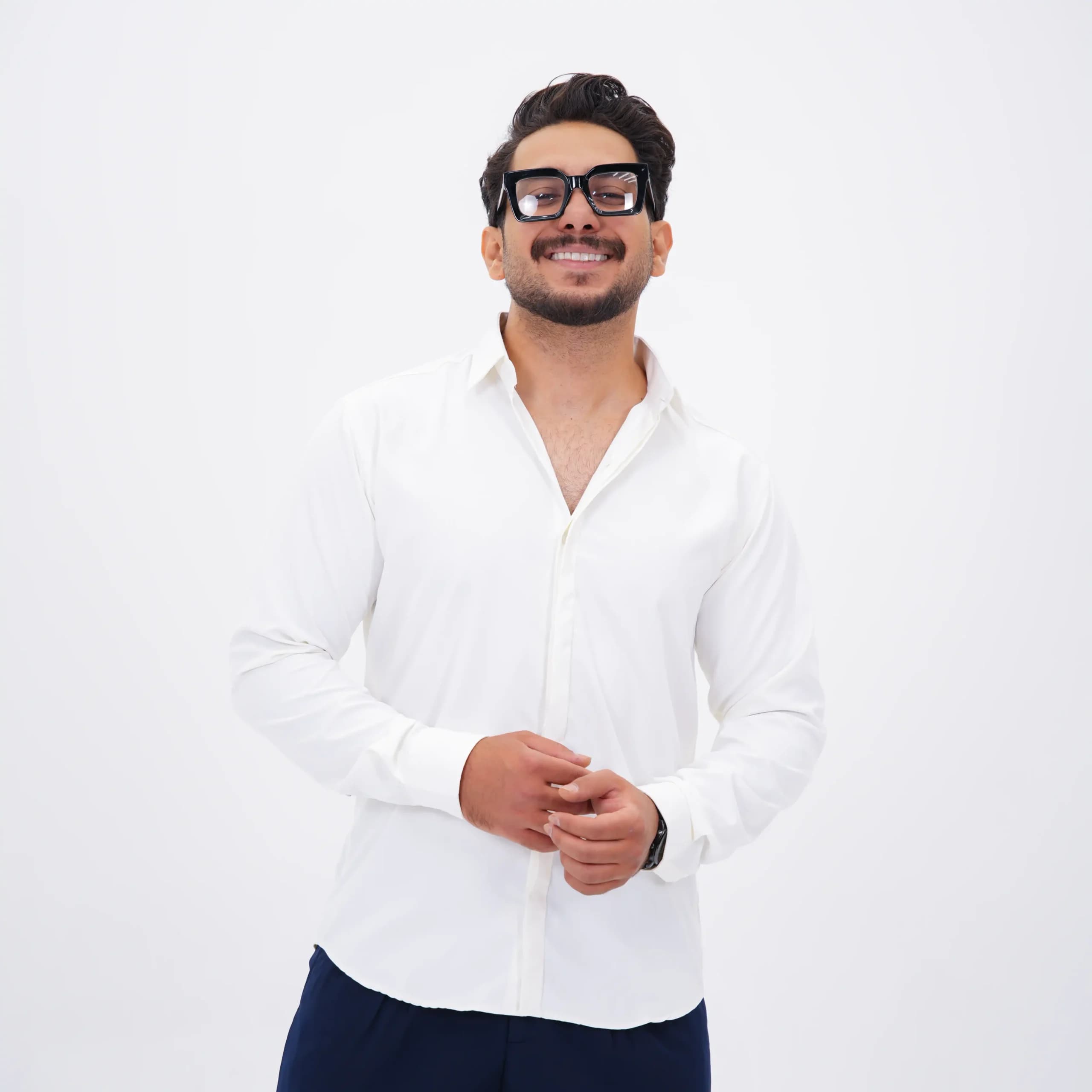 پیراهن مردانه مجلسی پارچه دوشین آستین بلند کد 20059 H 103 — تصویر ۳