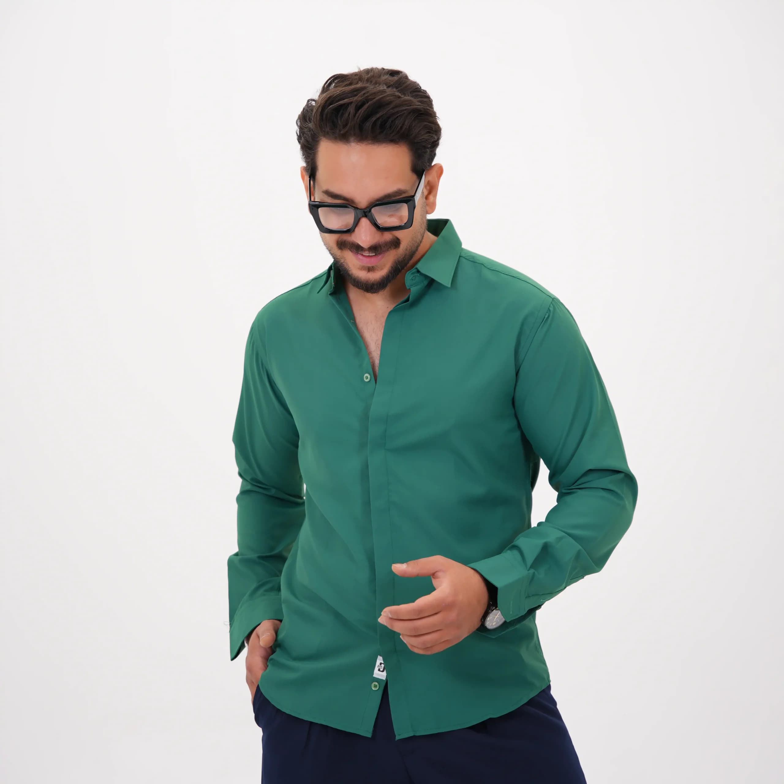 پیراهن مردانه مجلسی پارچه دوشین آستین بلند کد 20059 H 103 — تصویر ۴