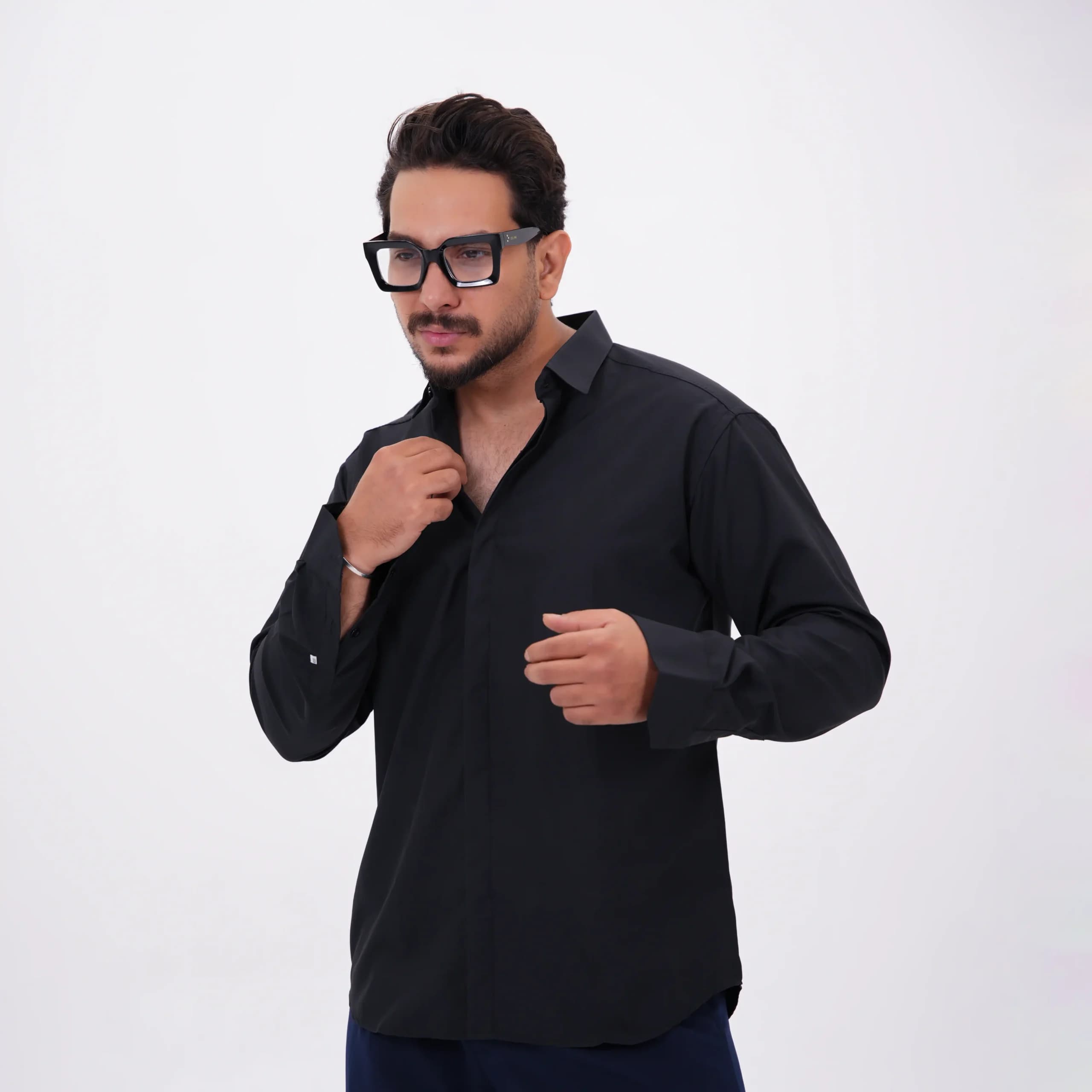 پیراهن مردانه مجلسی پارچه دوشین آستین بلند کد 20059 H 103 — تصویر ۵