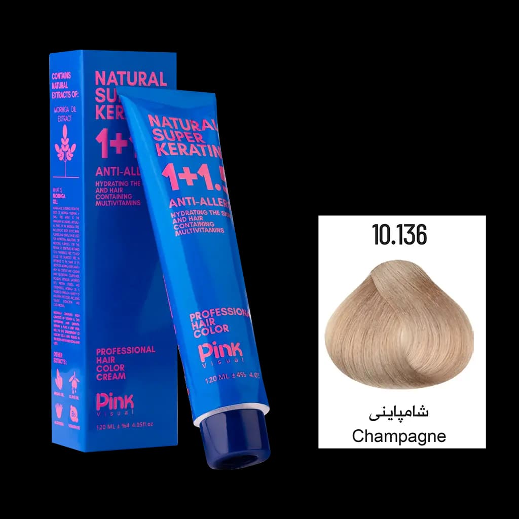 رنگ مو پینک ویژوآل شماره 10.136 رنگ شامپاینی حجم 120 میلی لیتر