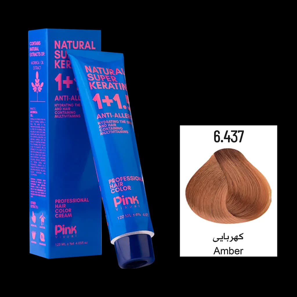 رنگ مو پینک ویژوآل شماره 6.437 رنگ کهربایی حجم 120 میلی لیتر