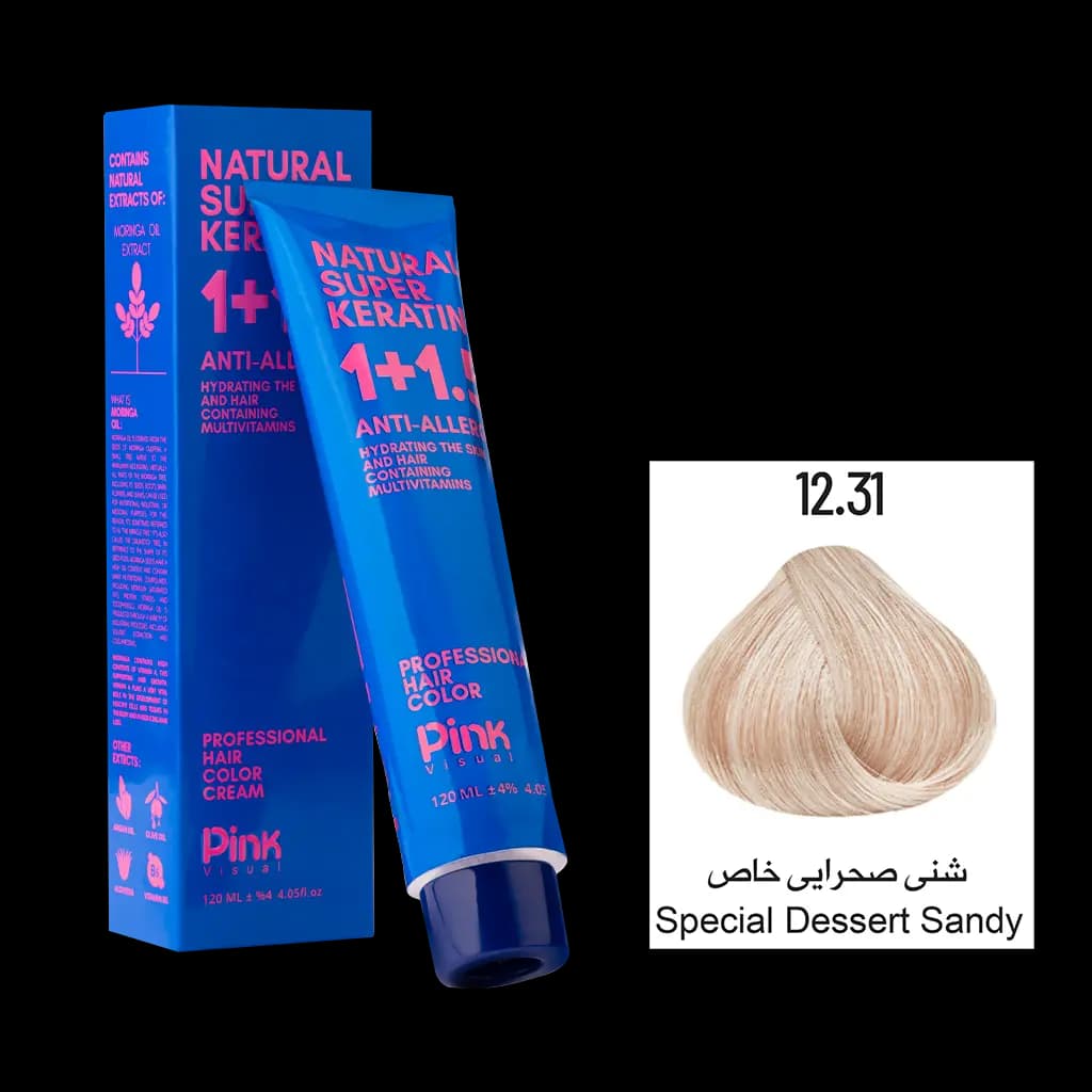 رنگ مو پینک ویژوآل شماره 12.31 رنگ شنی صحرایی خاص حجم 120 میلی لیتر