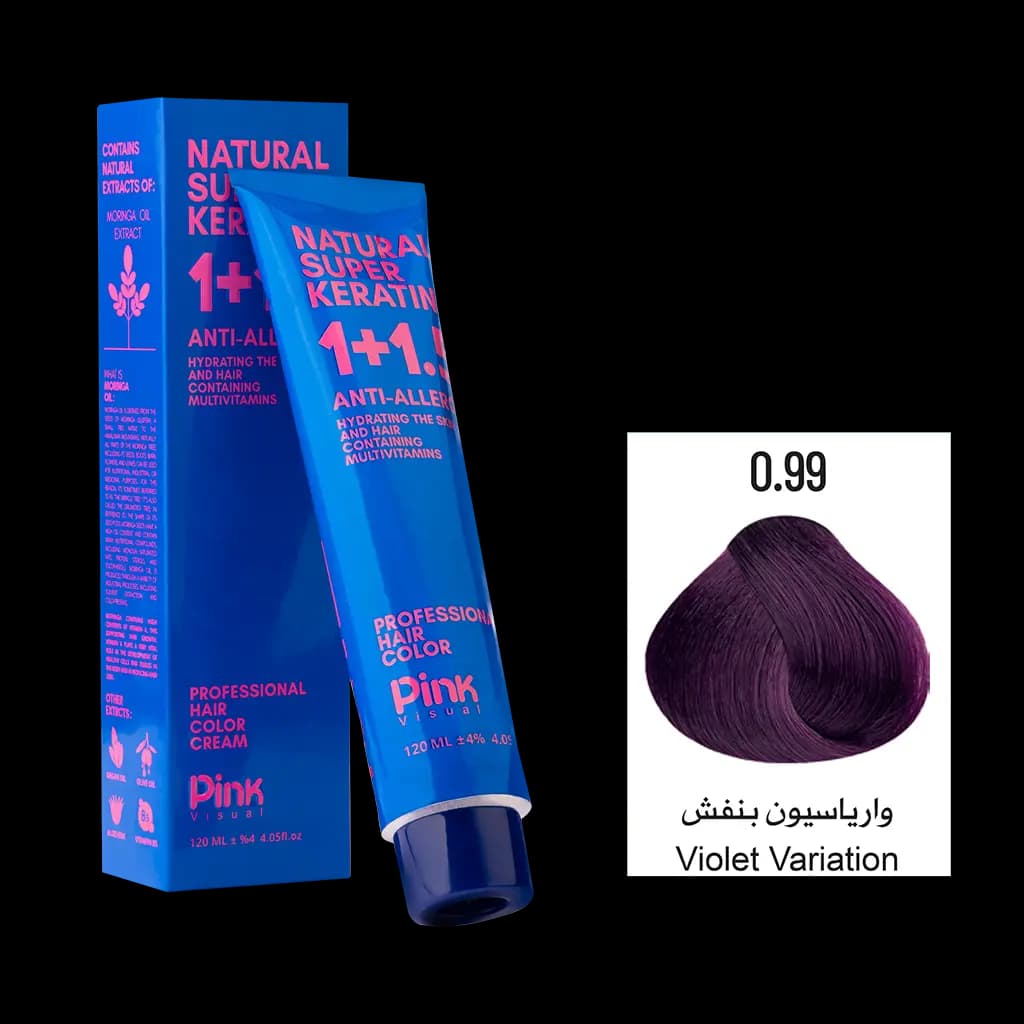 رنگ مو پینک ویژوآل شماره 0.99 رنگ واریاسیون بنفش حجم 120 میلی لیتر