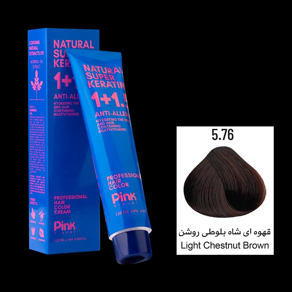 رنگ مو پینک ویژوآل شماره 5.76 رنگ قهوه ای شاه بلوطی روشن حجم 120 میلی لیتر