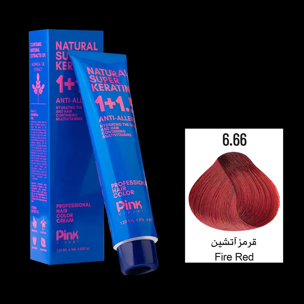 رنگ مو پینک ویژوآل شماره 6.66 رنگ قرمز آتشین حجم 120 میلی لیتر