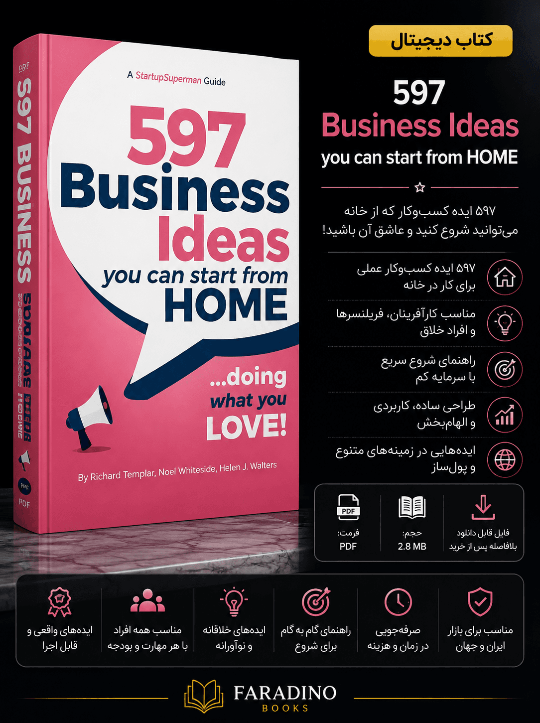 کتاب ! 597Business Ideas You Can Start from Home Doing What You Love پانصد و نود و هفت ایده کسب‌وکار که می‌توانید از خانه و با انجام کاری که دوست دارید شروع کنید اثر ماریا مارسلینو نسخه PDF انگلیسی