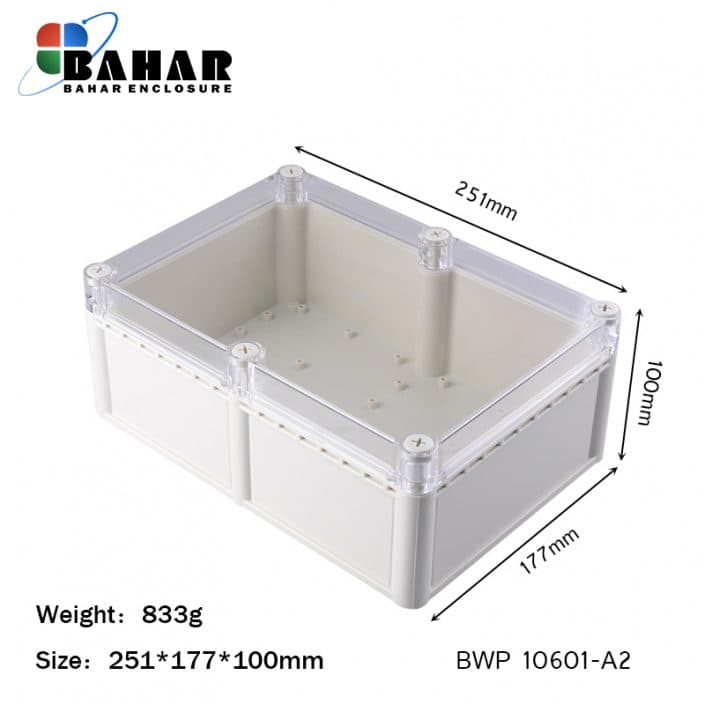 BWP 10601-A2 جعبه تمام پلاستیکی ضدآب گوشواره دار