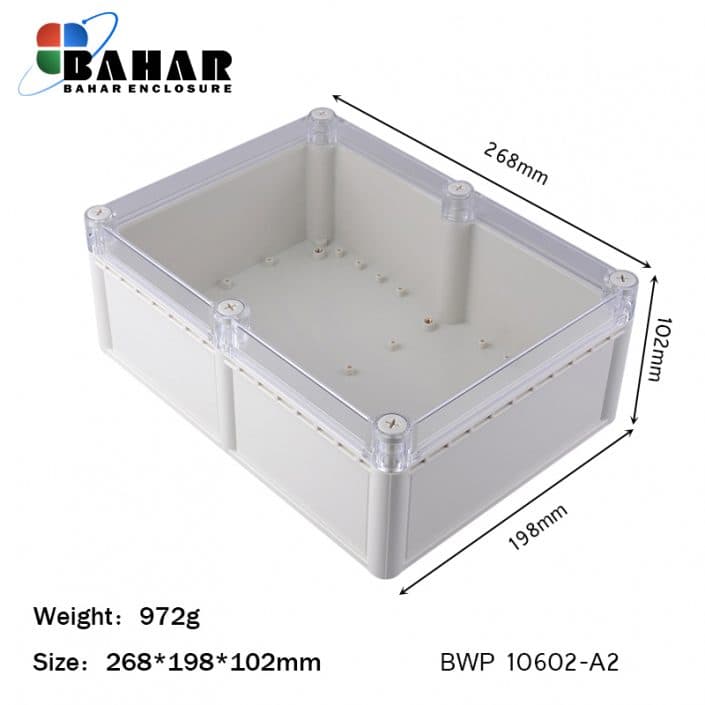 BWP 10602-A2 جعبه تمام پلاستیکی ضدآب گوشواره دار