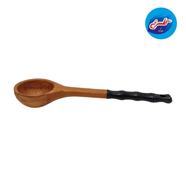 ملاقه چوبی بزرگ شنیا دسته سیلیکون — تصویر ۳