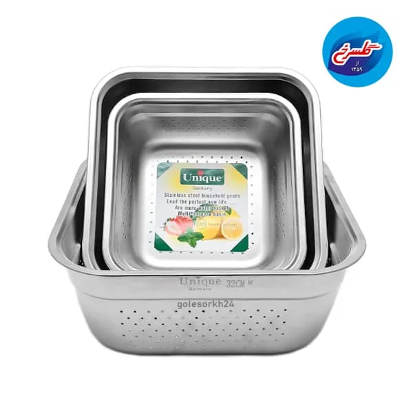 آبکش استیل مربع یونیک 3پارچه 24 تا 32