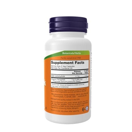 شنبلیله 500 میلی گرم ناو 100 عددی NOW Fenugreek 500 mg Veg Capsules — تصویر ۲