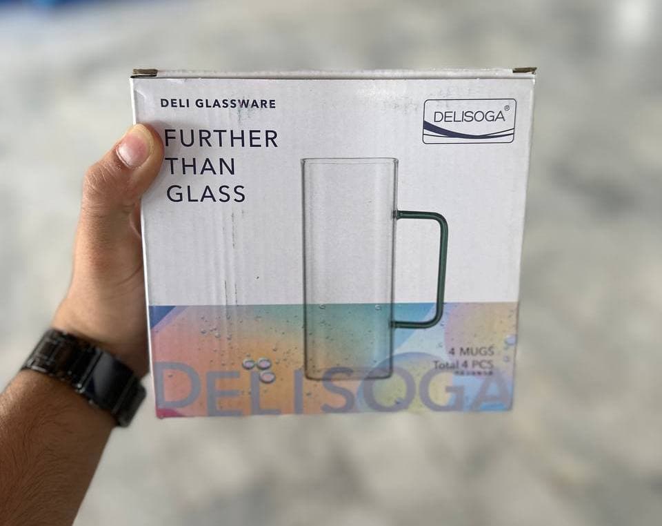 لیوان پیرکس دسته رنگی DELISOGA GPZB306-3 | پک ۴تایی — تصویر ۲