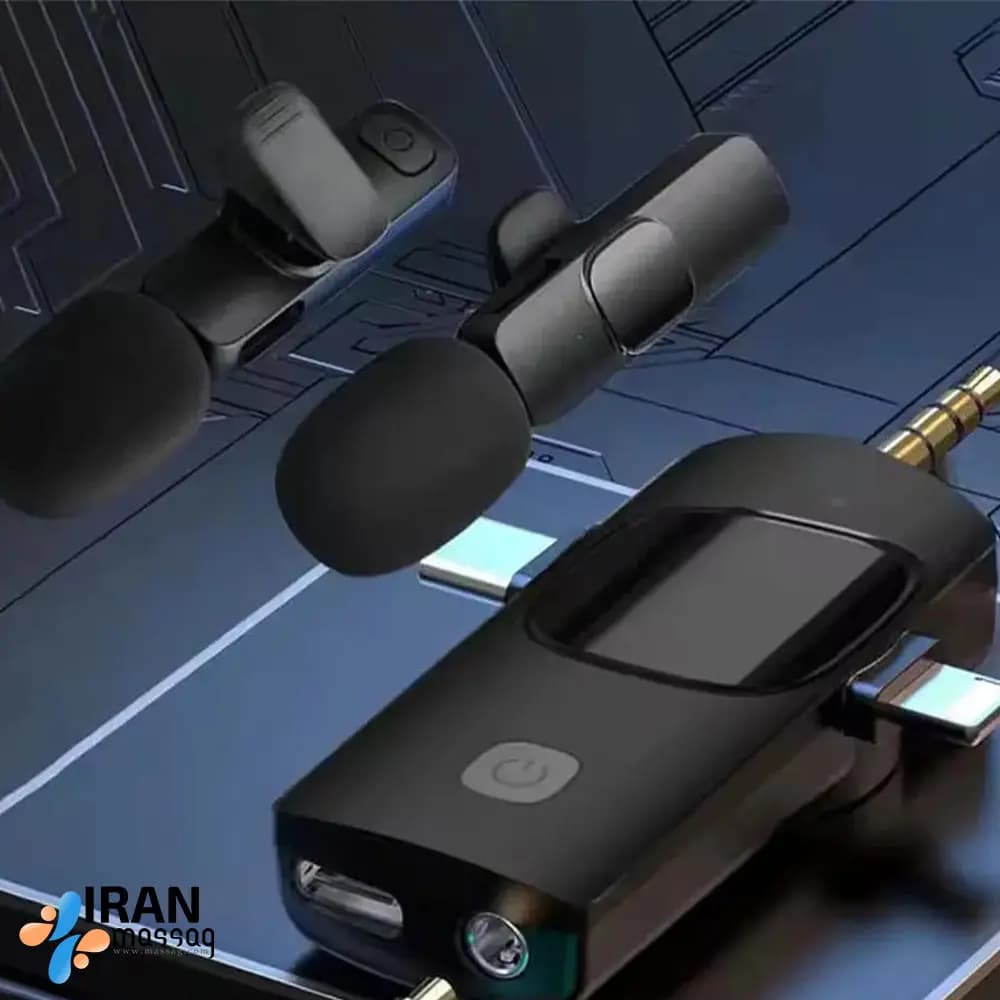میکروفون یقه‌ای مدل K15 | با گیرنده سه در یک و اتصال مستقیم و بدون شارژ با حذف نویز هوشمند — تصویر ۳