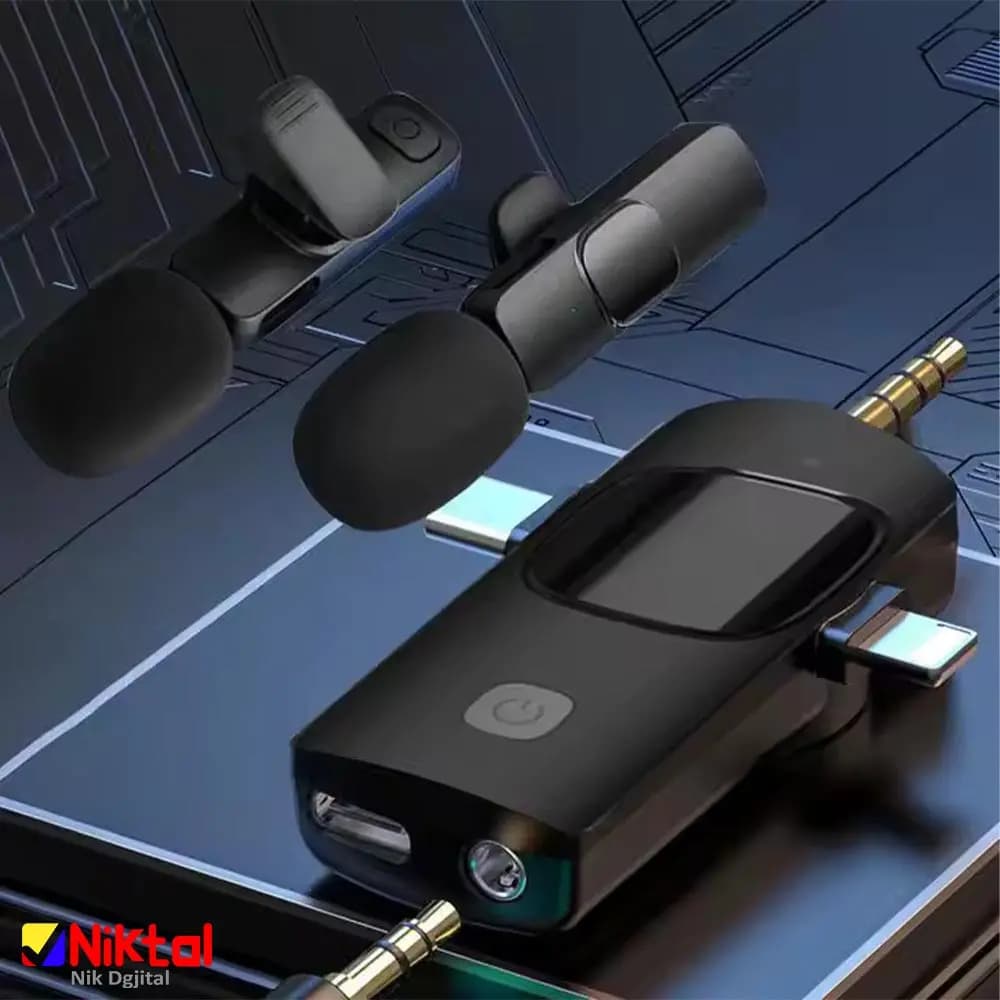 میکروفون یقه‌ای مدل K15 | با گیرنده سه در یک و اتصال مستقیم و بدون شارژ با حذف نویز هوشمند — تصویر ۵