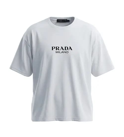 تیشرت Prada یقه گرد مردانه سفید دورس پنبه طرح دار مدل 49668