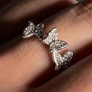 انگشتر زنانه و دخترانه جواهری طرح دور پروانه ای ضد حساسیت رنگ ثابت فری سایز کد atk