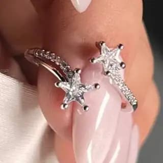انگشتر زنانه و دخترانه جواهری طرح دوستاره فانتزی ضد حساسیت رنگ ثابت فری سایز کد atk
