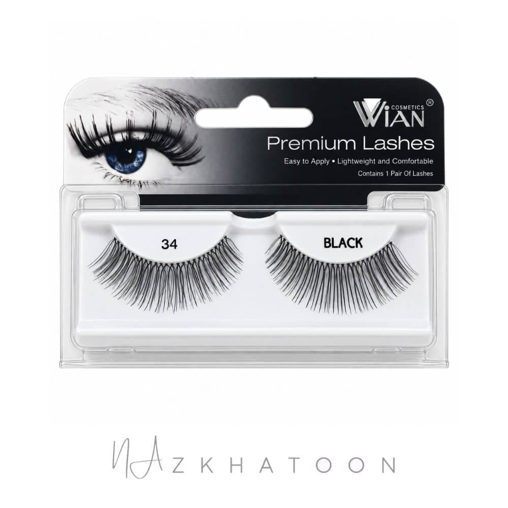 عنوان پیشنهادی برای مدل ۳۴: مژه مصنوعی وین مدل پرمیوم لش ۳۴ کره‌ای | WIAN Premium False Eyelashes No. 34