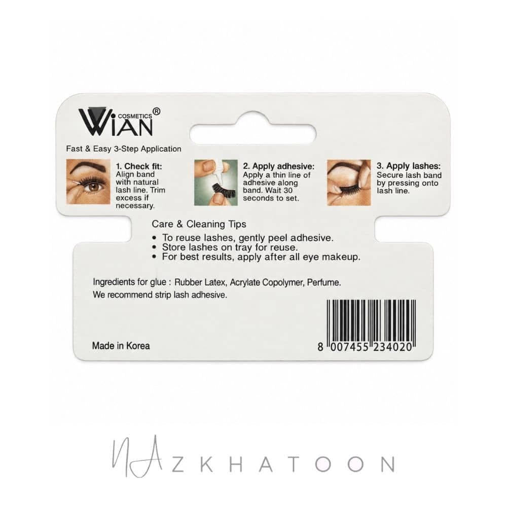 مژه مصنوعی وین مدل پرمیوم لش ۰۰۲۰ کره‌ای | WIAN Premium False Eyelashes No. 0020 — تصویر ۳