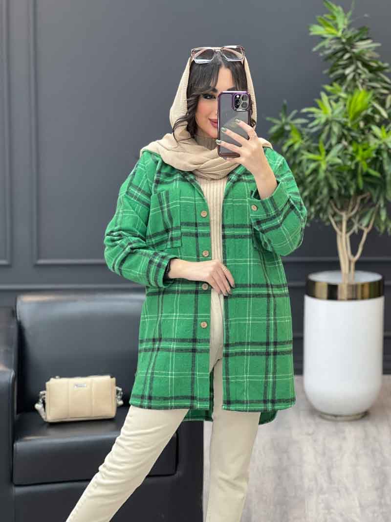 شکت کلاه دار دکمه چوبی کد 3547 — تصویر ۲