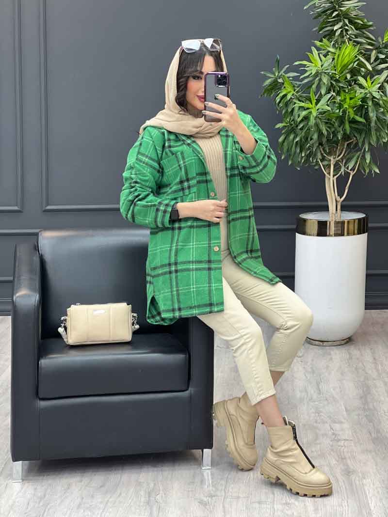 شکت کلاه دار دکمه چوبی کد 3547 — تصویر ۷