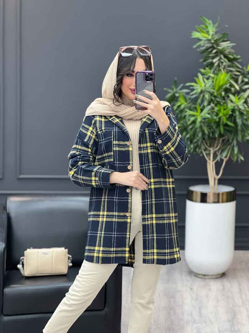 شکت کلاه دار دکمه چوبی کد 3547 — تصویر ۳