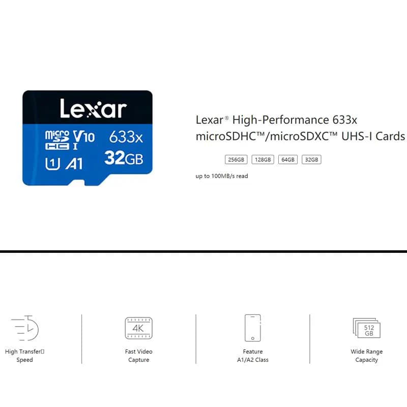 کارت حافظه لکسار Lexar High Performance 633x microSDXC UHS-I Card 64GB — تصویر ۴