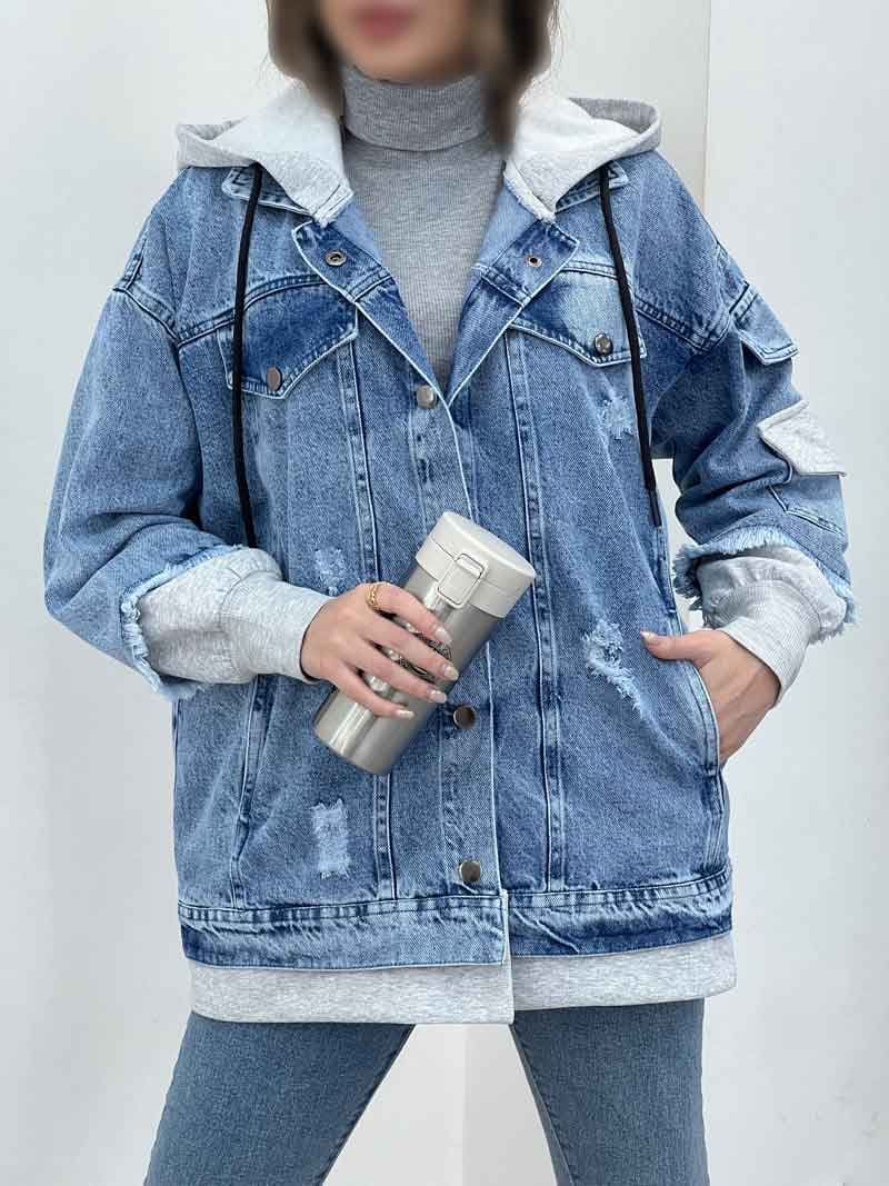 جین ترکیبی آستین ریش کد 5755