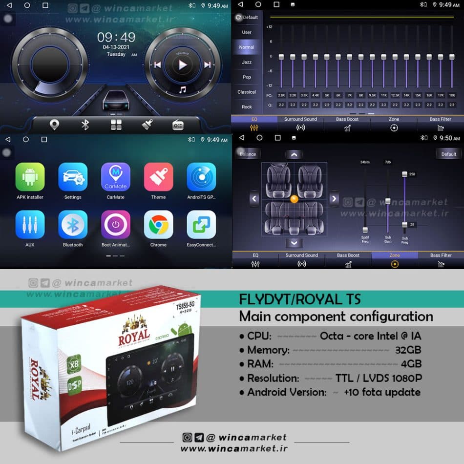 مانیتور اندروید سراتو YD رم 4 حافظه 32 سری TS855-5G FLYDYT محصول وینکا — تصویر ۳