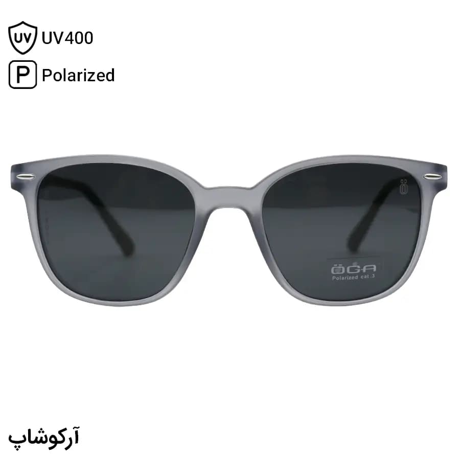 عینک آفتابی اوگا مورل با فریم شکل مربعی، رنگ طوسی مات، لنز دودی تیره و پلاریزه مدل P78057 — تصویر ۲