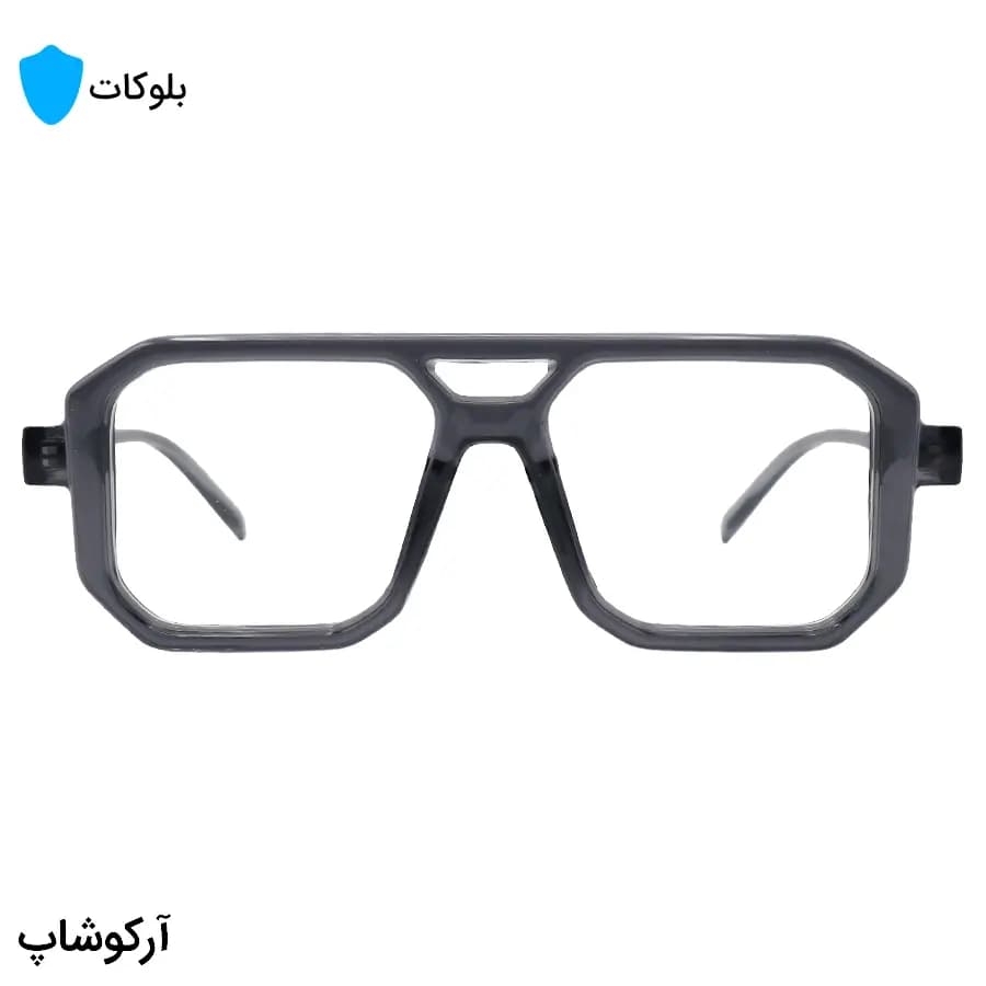 عینک برند PRADA با فریم مربعی شکل، رنگ طوسی براق و لنز بیرنگ و بلوکات مدل ZN3903 — تصویر ۳