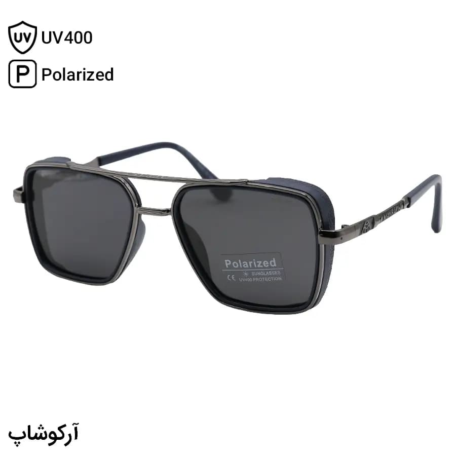 عینک آفتابی میباخ با فریم مربعی شکل، رنگ طوسی و نوک مدادی و لنز دودی تیره و پلاریزه مدل MA333 — تصویر ۱۲