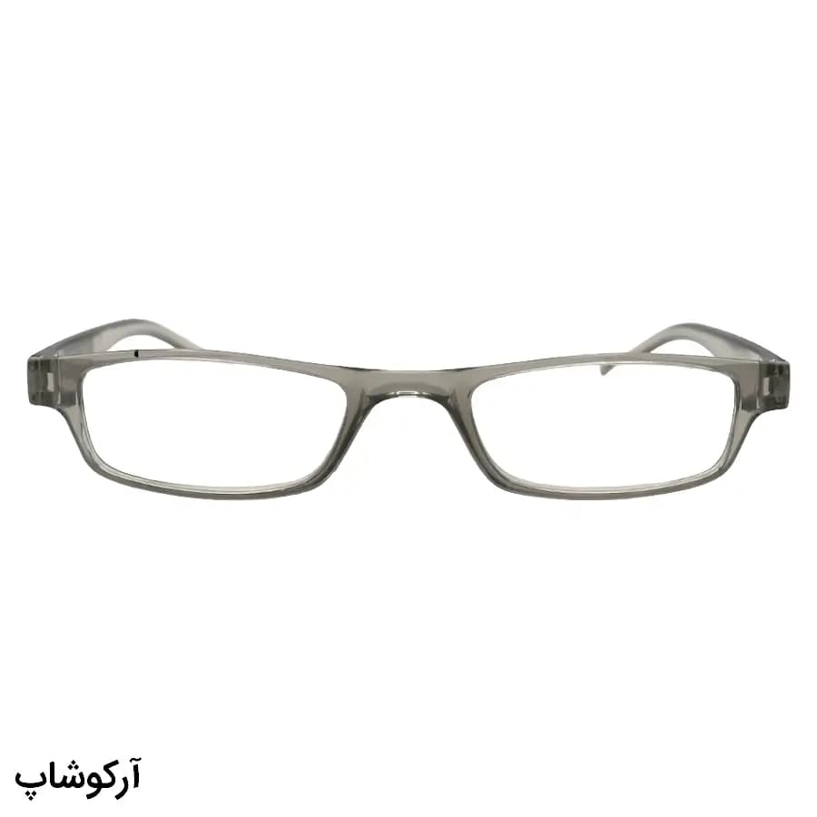عینک مطالعه نمره +1.25 نزدیک بین با فریم طوسی براق و مستطیلی شکل (به‌همراه قاب و دستمال) مدل TOP-25 — تصویر ۲